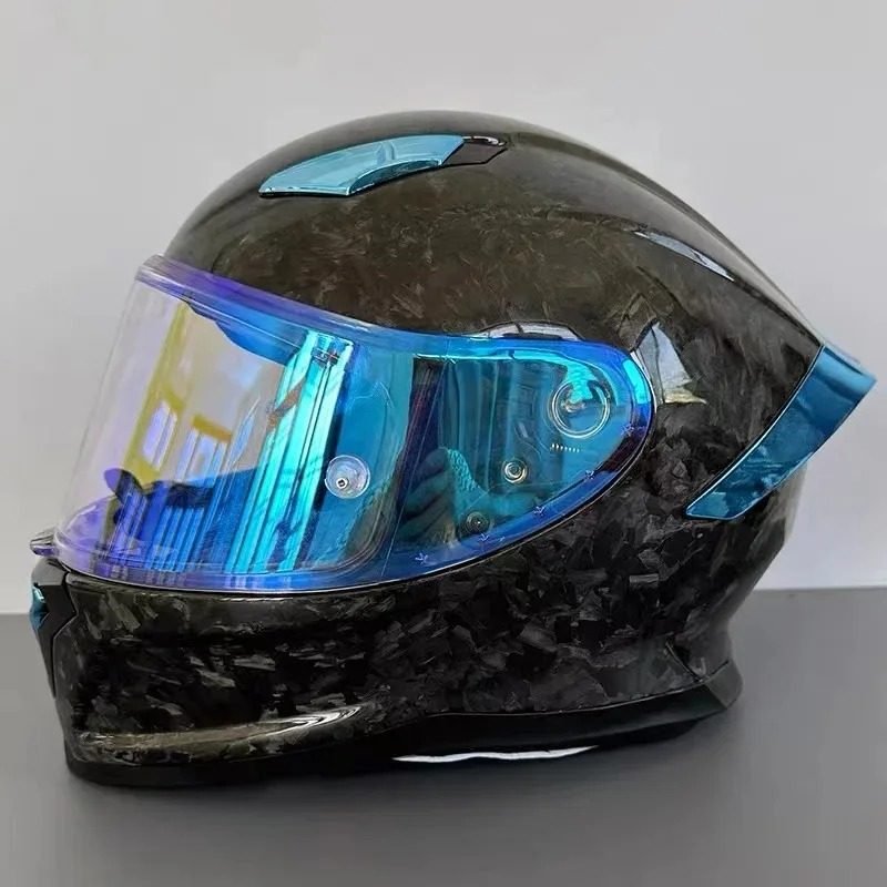 Carbon Prime Gloss Blue — full carbon fiber motorcycle helmet by Vulcan Moto