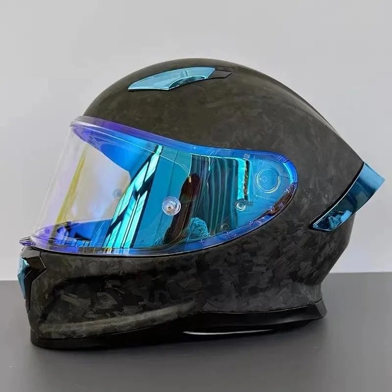 Carbon Prime Matte Blue — full carbon fiber motorcycle helmet by Vulcan Moto