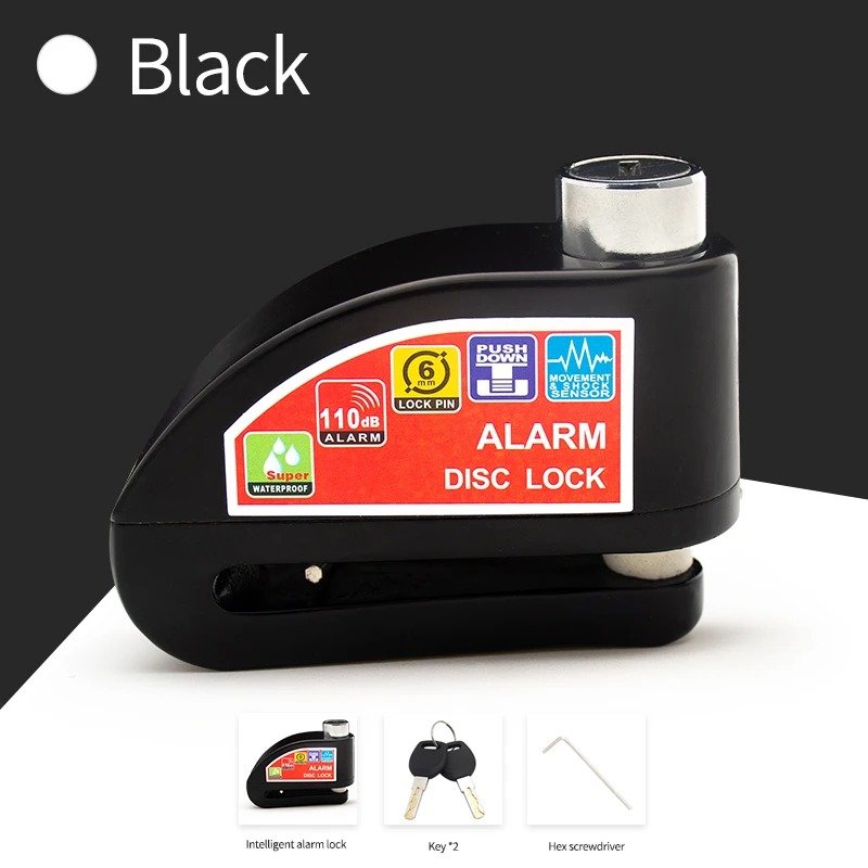 Sentry — matte black alarm disc lock by Vulcan Moto
