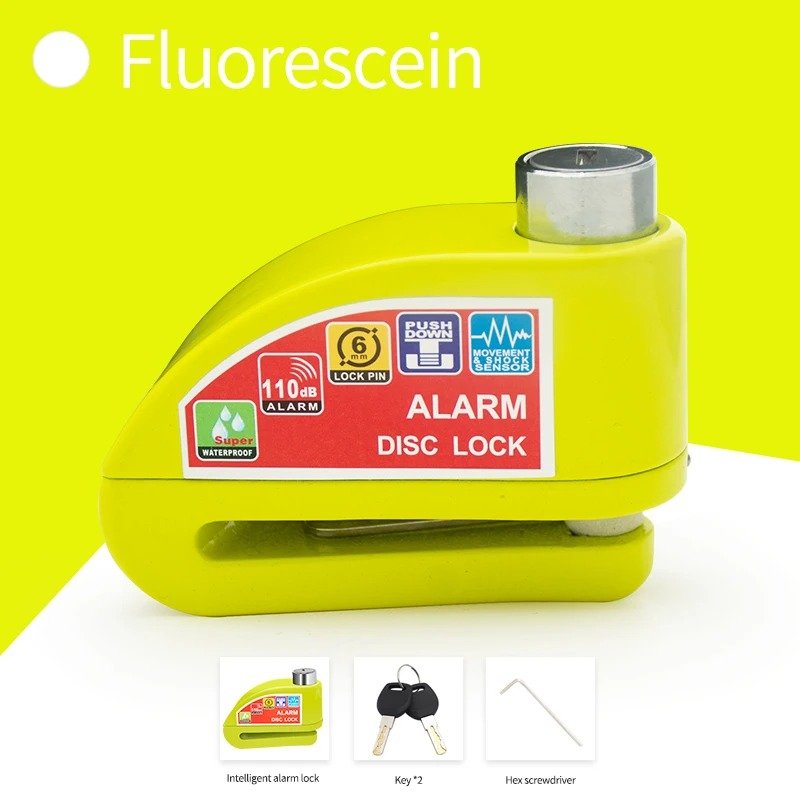 Beacon — fluorescent green alarm disc lock by Vulcan Moto