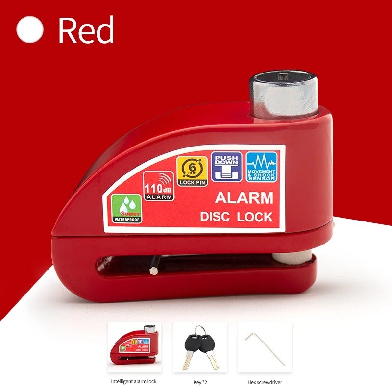 Vanguard — bold red alarm disc lock by Vulcan Moto